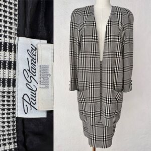 VTG 80s Paul Stanley I. Magnin Houndstooth Rayon Skirt Suit Sz 10/12 Made in USA